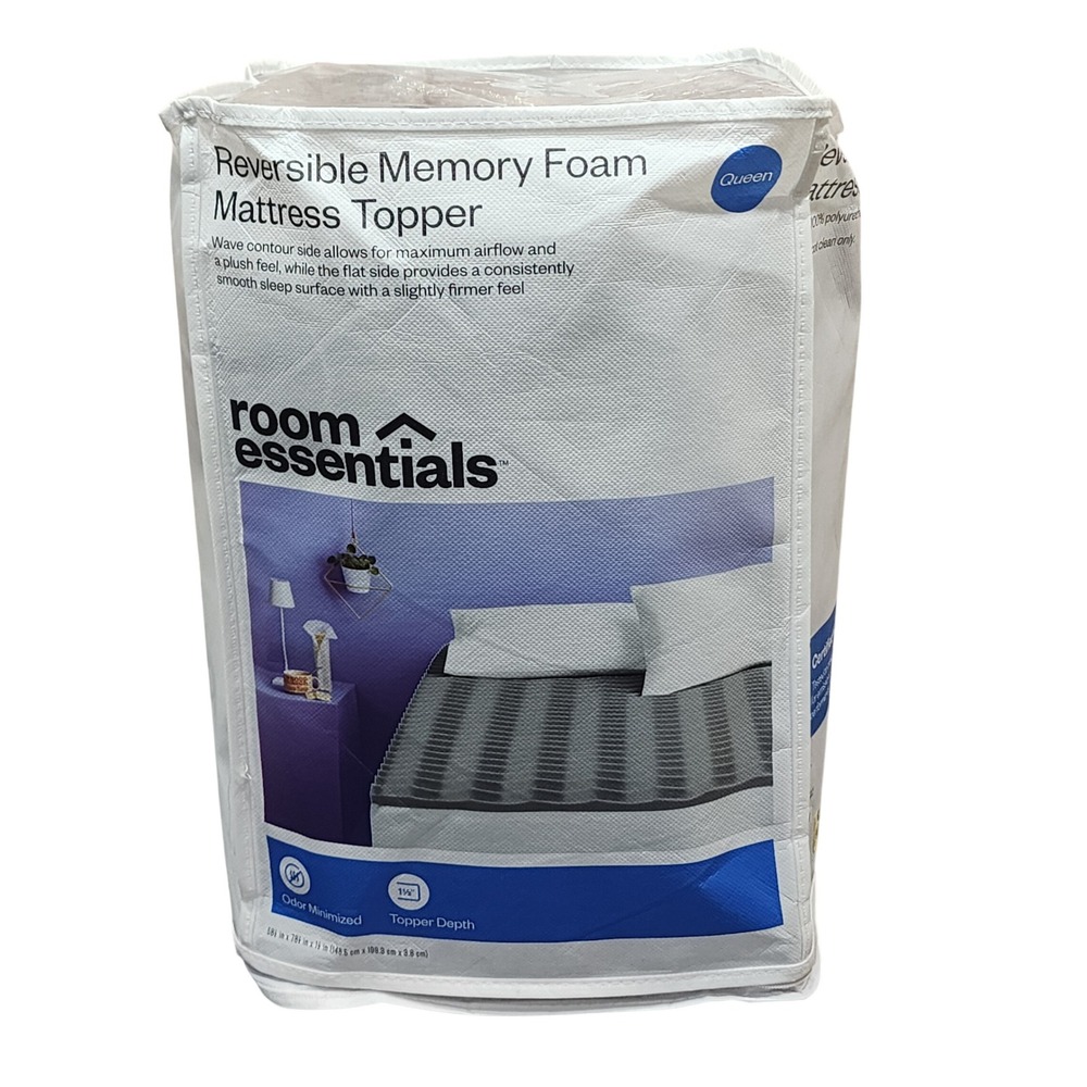 Room Essentials Queen Reversible Memory Foam Mattress Topper 1.5" Wave Contour